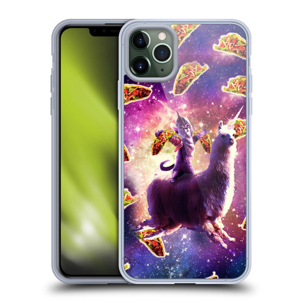 Random Galaxy Space Llama Warrior Cat & Tacos Soft Gel Case for Apple iPhone 11 Pro Max