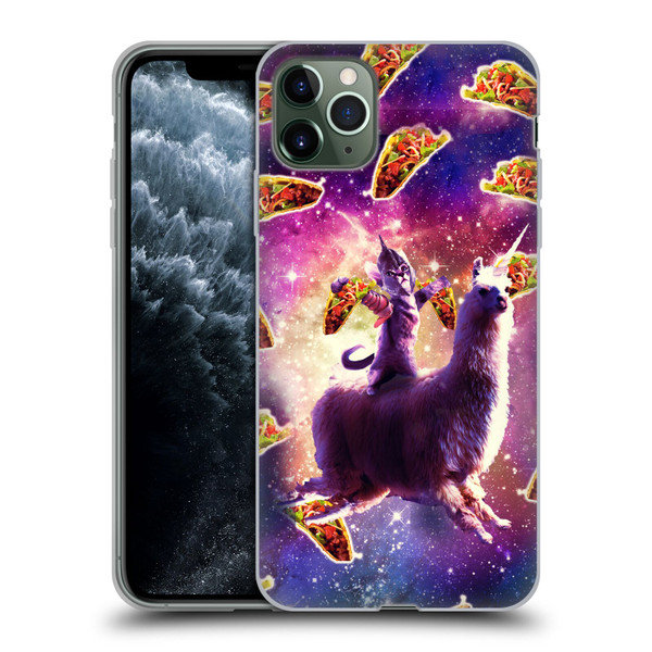 Random Galaxy Space Llama Warrior Cat & Tacos Soft Gel Case for Apple iPhone 11 Pro Max