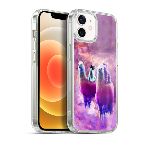 Random Galaxy Space Llama Kitty & Cat Soft Gel Case for Apple iPhone 12 / iPhone 12 Pro & MagSafe