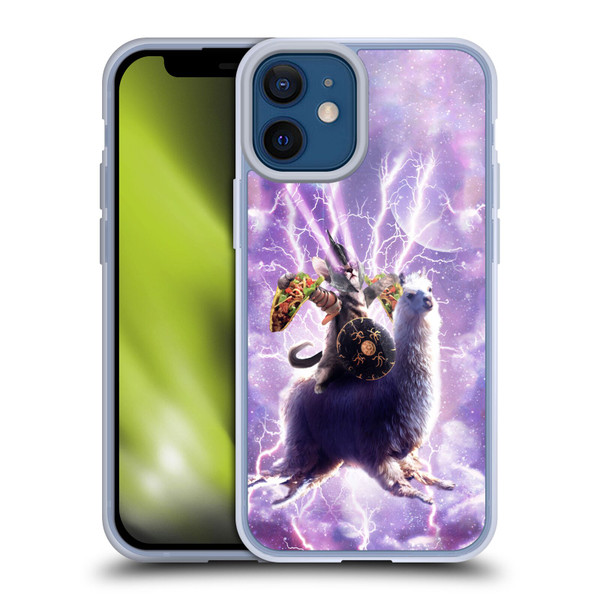 Random Galaxy Space Llama Lazer Cat & Tacos Soft Gel Case for Apple iPhone 12 Mini