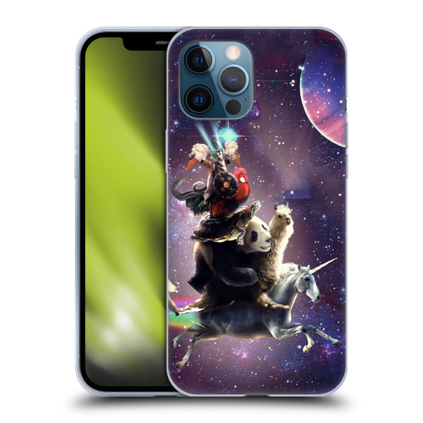 Random Galaxy Space Llama Unicorn Space Ride Soft Gel Case for Apple iPhone 12 Pro Max
