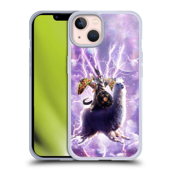 Random Galaxy Space Llama Lazer Cat & Tacos Soft Gel Case for Apple iPhone 13