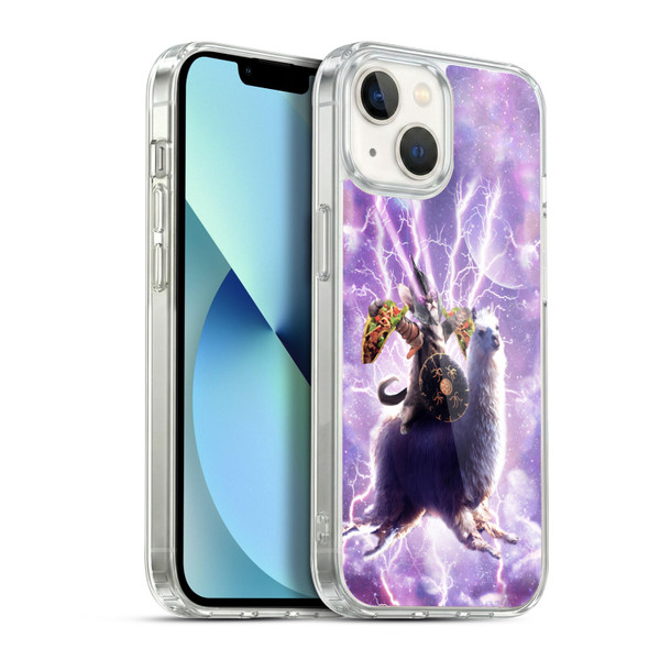 Random Galaxy Space Llama Lazer Cat & Tacos Soft Gel Case for Apple iPhone 13