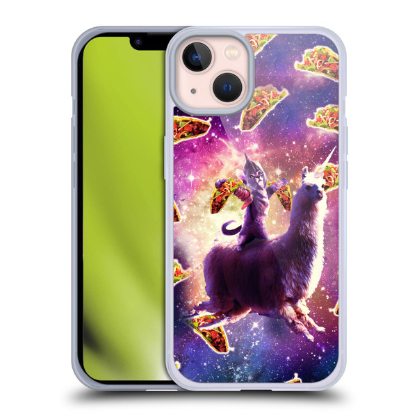 Random Galaxy Space Llama Warrior Cat & Tacos Soft Gel Case for Apple iPhone 13