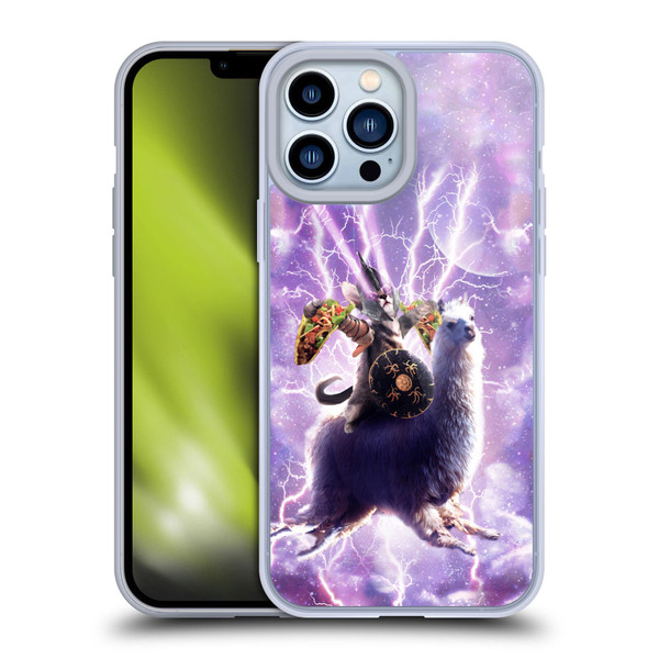 Random Galaxy Space Llama Lazer Cat & Tacos Soft Gel Case for Apple iPhone 13 Pro Max