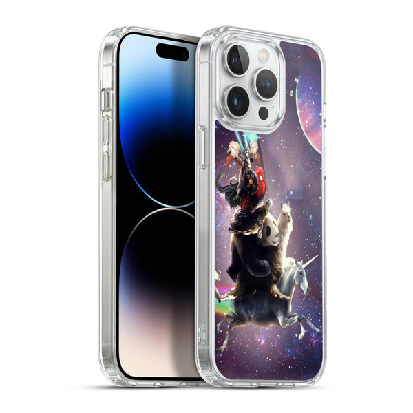 Random Galaxy Space Llama Unicorn Space Ride Soft Gel Case for Apple iPhone 13 Pro Max & MagSafe