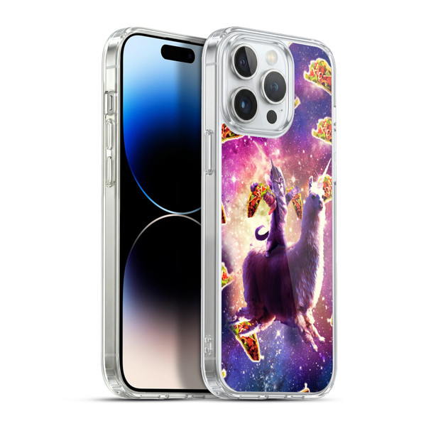 Random Galaxy Space Llama Warrior Cat & Tacos Soft Gel Case for Apple iPhone 13 Pro Max & MagSafe