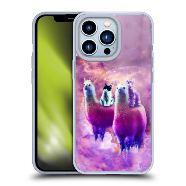 Random Galaxy Space Llama Kitty & Cat Soft Gel Case for Apple iPhone 13 Pro