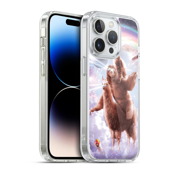 Random Galaxy Space Llama Sloth & Cat Lazer Eyes Soft Gel Case for Apple iPhone 13 Pro & MagSafe