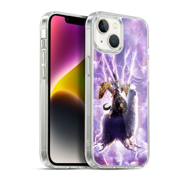 Random Galaxy Space Llama Lazer Cat & Tacos Soft Gel Case for Apple iPhone 14