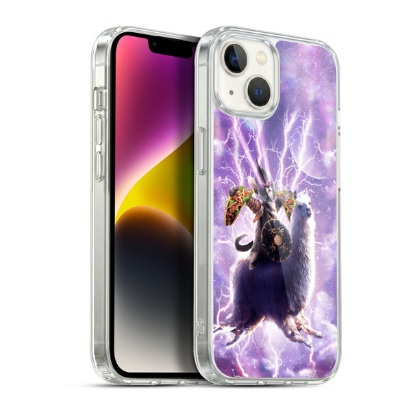 Random Galaxy Space Llama Lazer Cat & Tacos Soft Gel Case for Apple iPhone 14 Plus & MagSafe