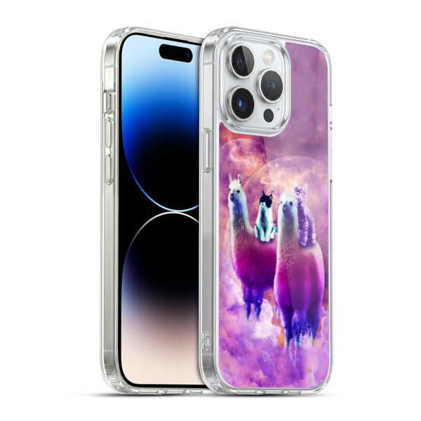 Random Galaxy Space Llama Kitty & Cat Soft Gel Case for Apple iPhone 14 Pro Max & MagSafe