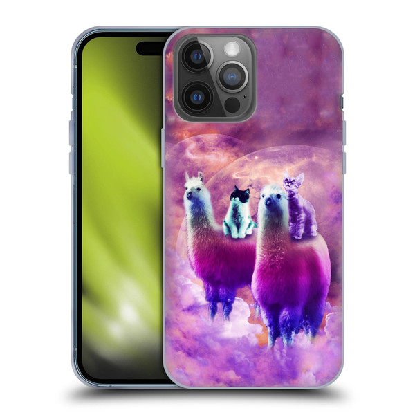 Random Galaxy Space Llama Kitty & Cat Soft Gel Case for Apple iPhone 14 Pro Max