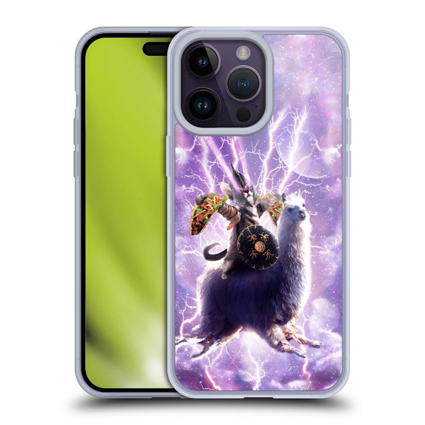Random Galaxy Space Llama Lazer Cat & Tacos Soft Gel Case for Apple iPhone 14 Pro Max