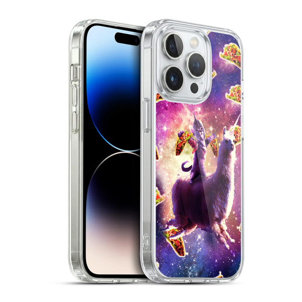 Random Galaxy Space Llama Warrior Cat & Tacos Soft Gel Case for Apple iPhone 14 Pro & MagSafe