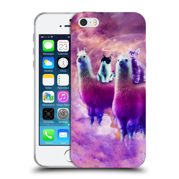 Random Galaxy Space Llama Kitty & Cat Soft Gel Case for Apple iPhone 5 / 5s / iPhone SE 2016