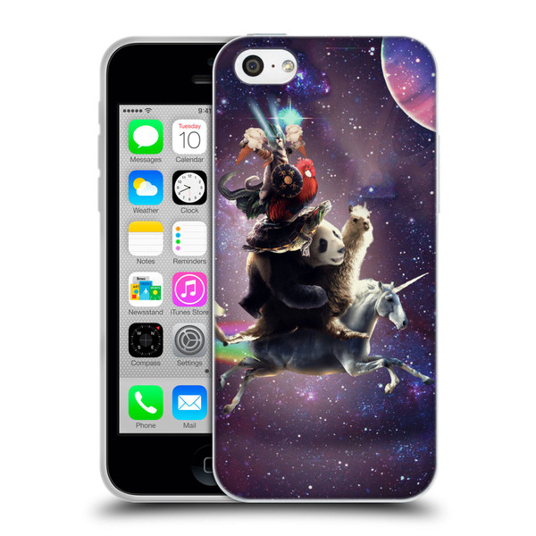 Random Galaxy Space Llama Unicorn Space Ride Soft Gel Case for Apple iPhone 5c