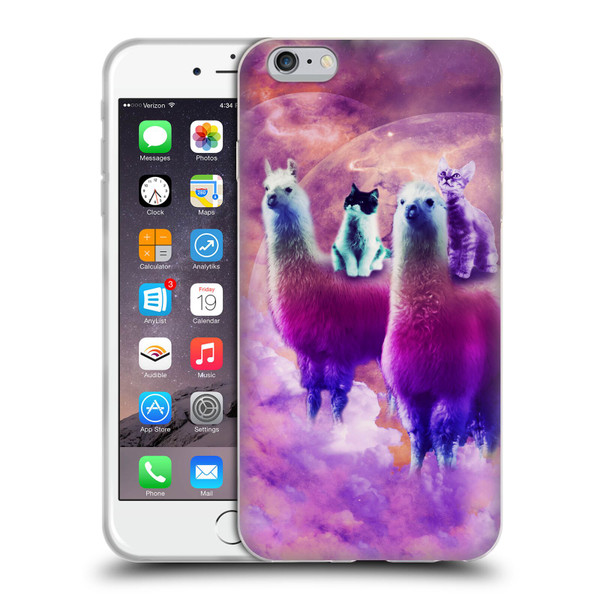 Random Galaxy Space Llama Kitty & Cat Soft Gel Case for Apple iPhone 6 Plus / iPhone 6s Plus