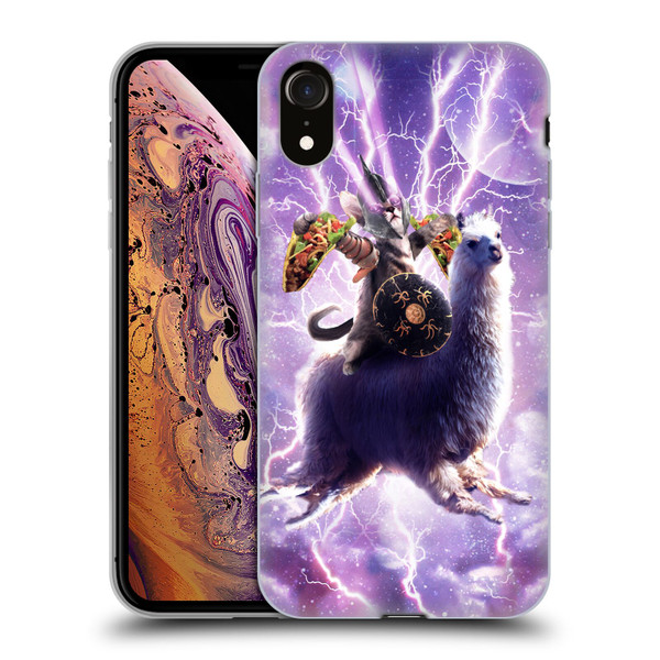 Random Galaxy Space Llama Lazer Cat & Tacos Soft Gel Case for Apple iPhone XR