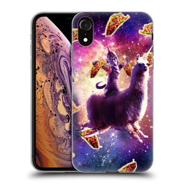 Random Galaxy Space Llama Warrior Cat & Tacos Soft Gel Case for Apple iPhone XR