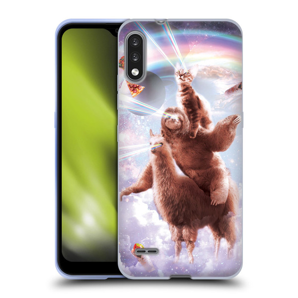 Random Galaxy Space Llama Sloth & Cat Lazer Eyes Soft Gel Case for LG K22