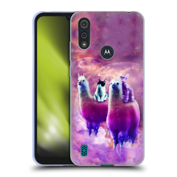 Random Galaxy Space Llama Kitty & Cat Soft Gel Case for Motorola Moto E6s (2020)