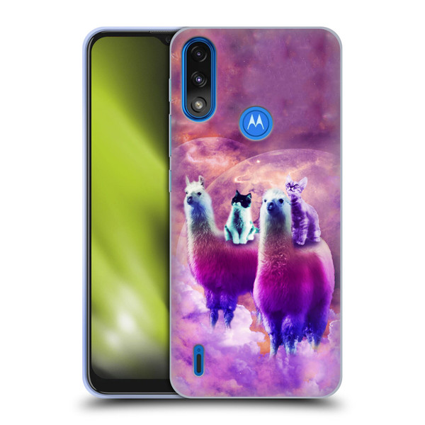 Random Galaxy Space Llama Kitty & Cat Soft Gel Case for Motorola Moto E7 Power / Moto E7i Power