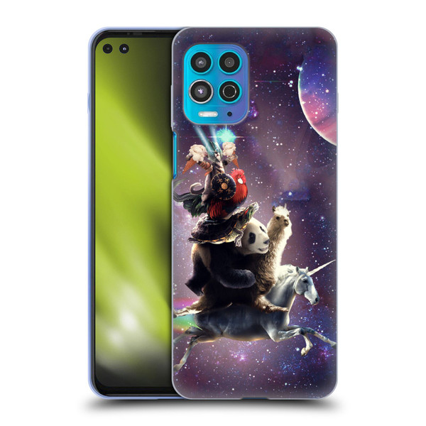 Random Galaxy Space Llama Unicorn Space Ride Soft Gel Case for Motorola Moto G100