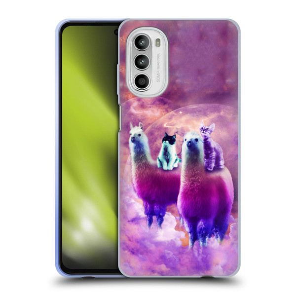 Random Galaxy Space Llama Kitty & Cat Soft Gel Case for Motorola Moto G52