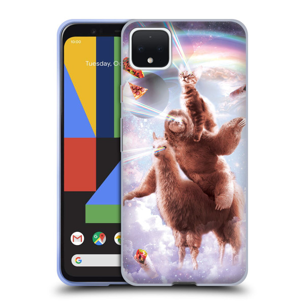 Random Galaxy Space Llama Sloth & Cat Lazer Eyes Soft Gel Case for Google Pixel 4 XL