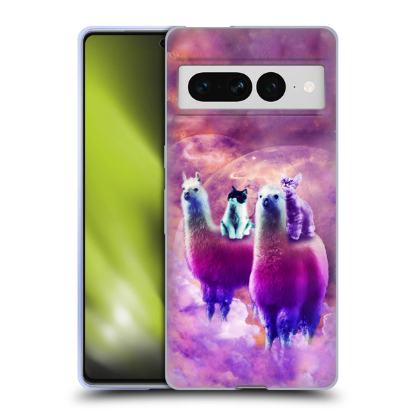Random Galaxy Space Llama Kitty & Cat Soft Gel Case for Google Pixel 7 Pro