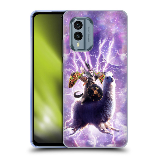 Random Galaxy Space Llama Lazer Cat & Tacos Soft Gel Case for Nokia X30
