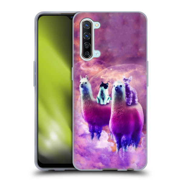 Random Galaxy Space Llama Kitty & Cat Soft Gel Case for OPPO Find X2 Lite 5G