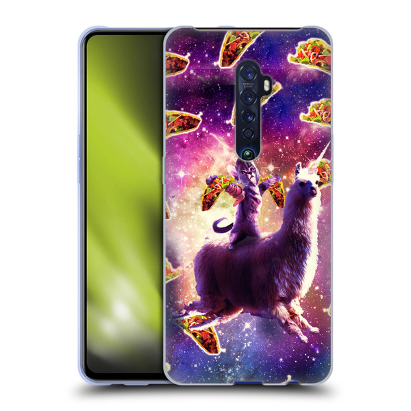 Random Galaxy Space Llama Warrior Cat & Tacos Soft Gel Case for OPPO Reno 2