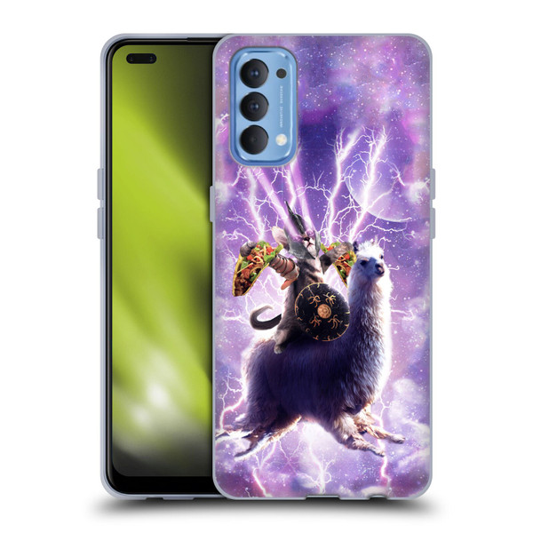 Random Galaxy Space Llama Lazer Cat & Tacos Soft Gel Case for OPPO Reno 4 5G