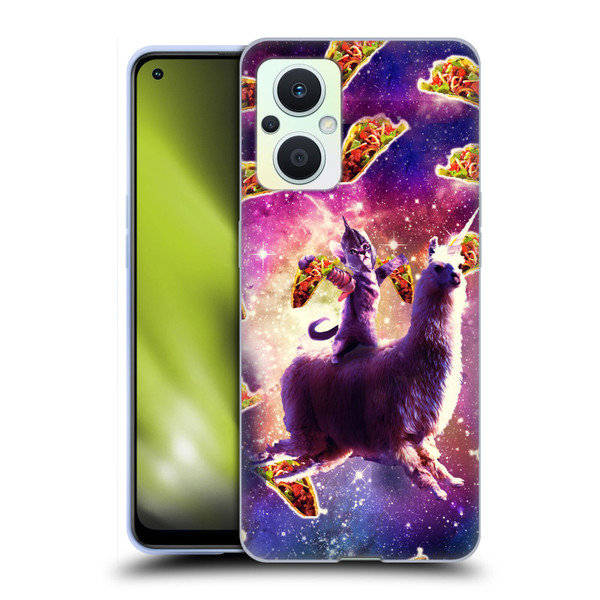 Random Galaxy Space Llama Warrior Cat & Tacos Soft Gel Case for OPPO Reno8 Lite