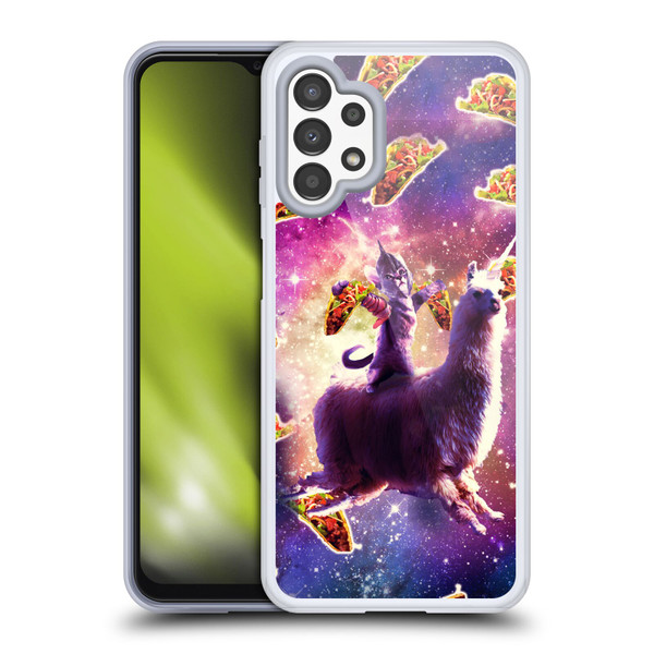 Random Galaxy Space Llama Warrior Cat & Tacos Soft Gel Case for Samsung Galaxy A13 (2022)