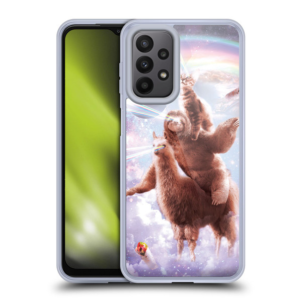 Random Galaxy Space Llama Sloth & Cat Lazer Eyes Soft Gel Case for Samsung Galaxy A23 / 5G (2022)