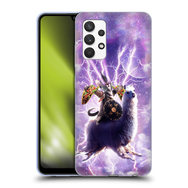Random Galaxy Space Llama Lazer Cat & Tacos Soft Gel Case for Samsung Galaxy A32 (2021)