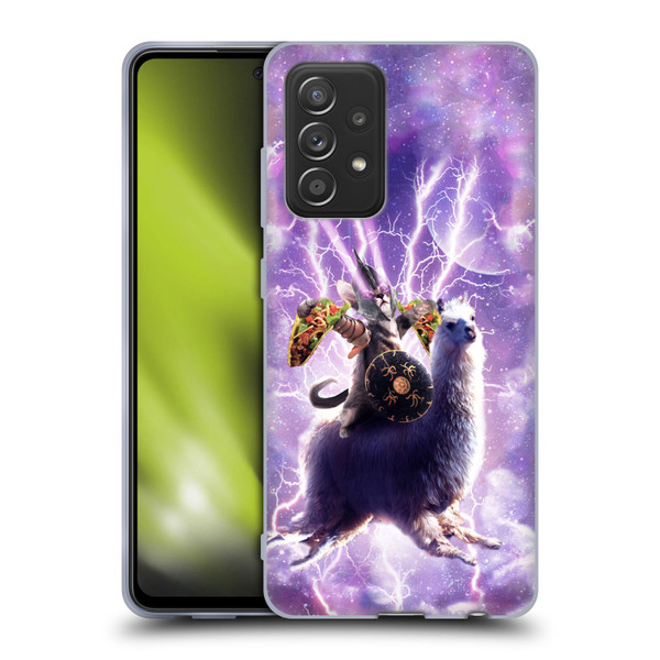 Random Galaxy Space Llama Lazer Cat & Tacos Soft Gel Case for Samsung Galaxy A52 / A52s / 5G (2021)