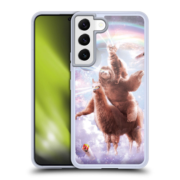 Random Galaxy Space Llama Sloth & Cat Lazer Eyes Soft Gel Case for Samsung Galaxy S22 5G