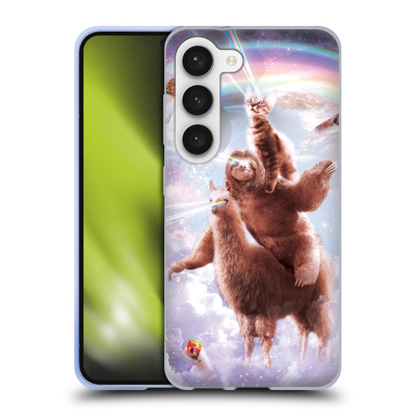 Random Galaxy Space Llama Sloth & Cat Lazer Eyes Soft Gel Case for Samsung Galaxy S23 5G