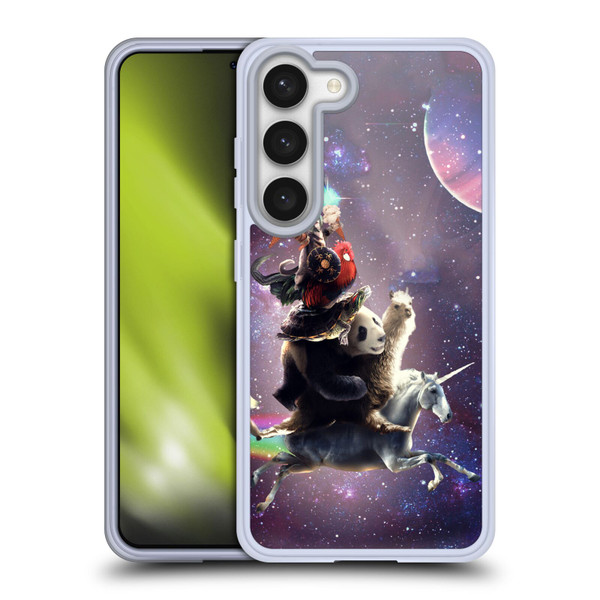 Random Galaxy Space Llama Unicorn Space Ride Soft Gel Case for Samsung Galaxy S23 5G