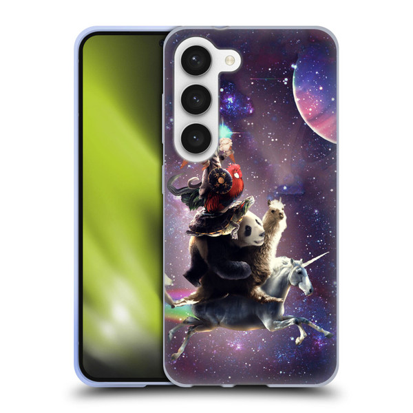 Random Galaxy Space Llama Unicorn Space Ride Soft Gel Case for Samsung Galaxy S23 5G