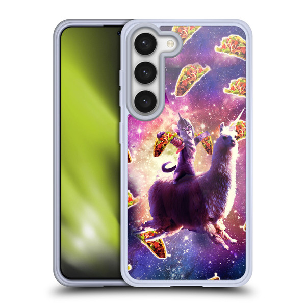 Random Galaxy Space Llama Warrior Cat & Tacos Soft Gel Case for Samsung Galaxy S23 5G