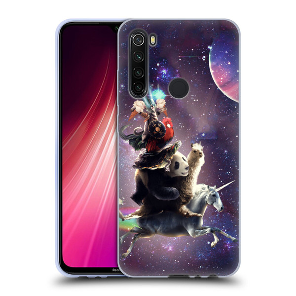 Random Galaxy Space Llama Unicorn Space Ride Soft Gel Case for Xiaomi Redmi Note 8T