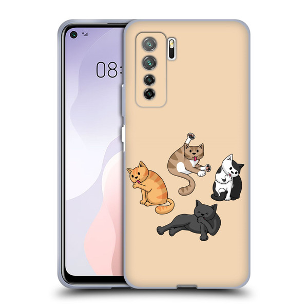 Beth Wilson Doodle Cats 2 Washing Time Soft Gel Case for Huawei Nova 7 SE/P40 Lite 5G