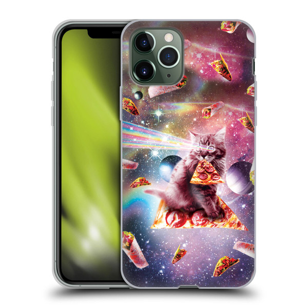 Random Galaxy Space Pizza Ride Outer Space Lazer Cat Soft Gel Case for Apple iPhone 11 Pro