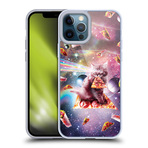 Random Galaxy Space Pizza Ride Outer Space Lazer Cat Soft Gel Case for Apple iPhone 12 Pro Max