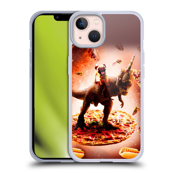 Random Galaxy Space Pizza Ride Pug & Dinosaur Unicorn Soft Gel Case for Apple iPhone 13